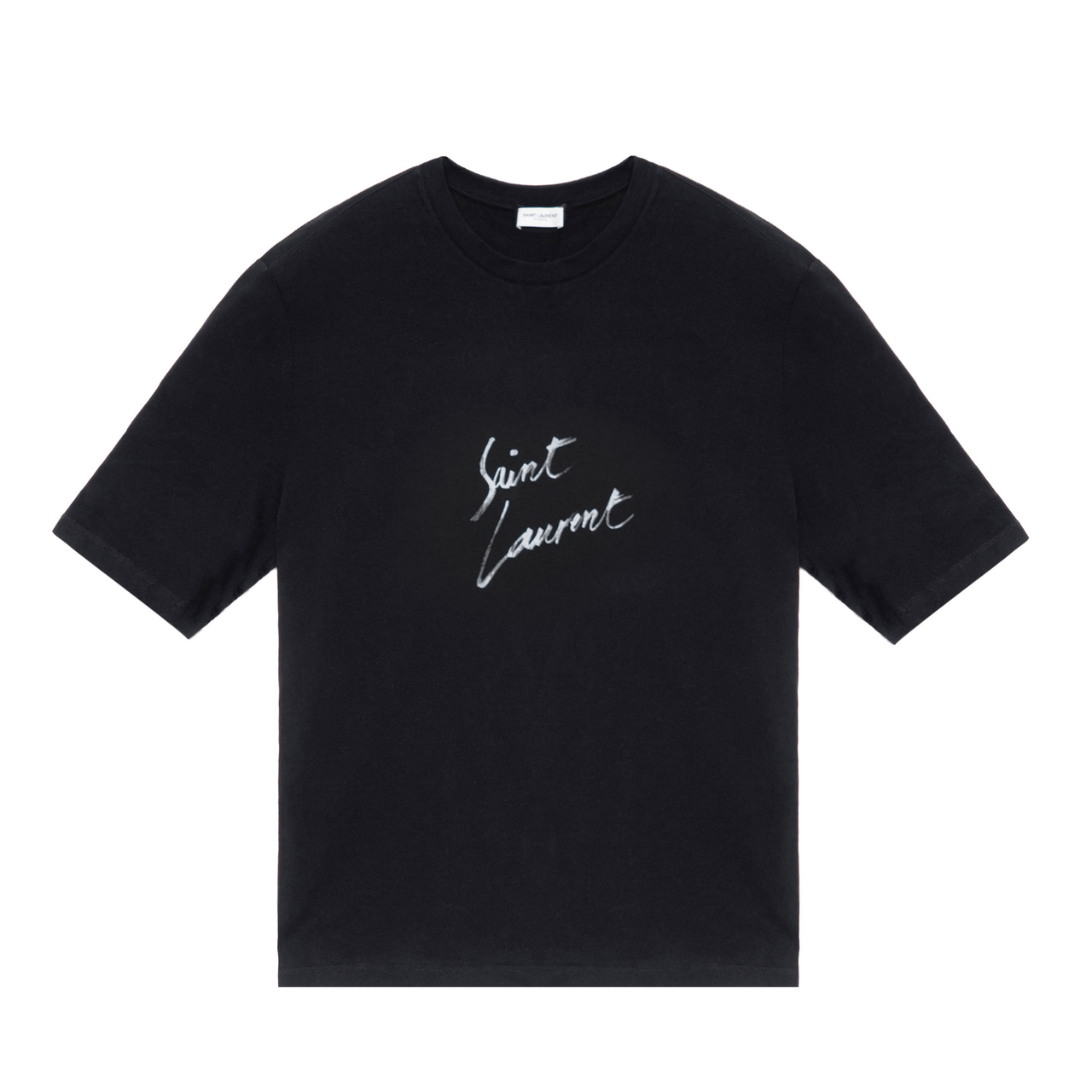 SAINT LAURENT Signature Logo Print Cotton T shirt