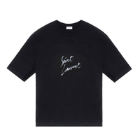 SAINT LAURENT Signature Logo Print Cotton T shirt