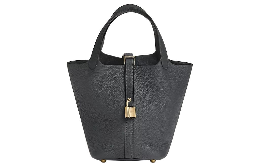 HERMES Picotin Lock Clemence Bullock Leather Basket Bag Handbag Bucket Bag Women's H0 Misty Gray