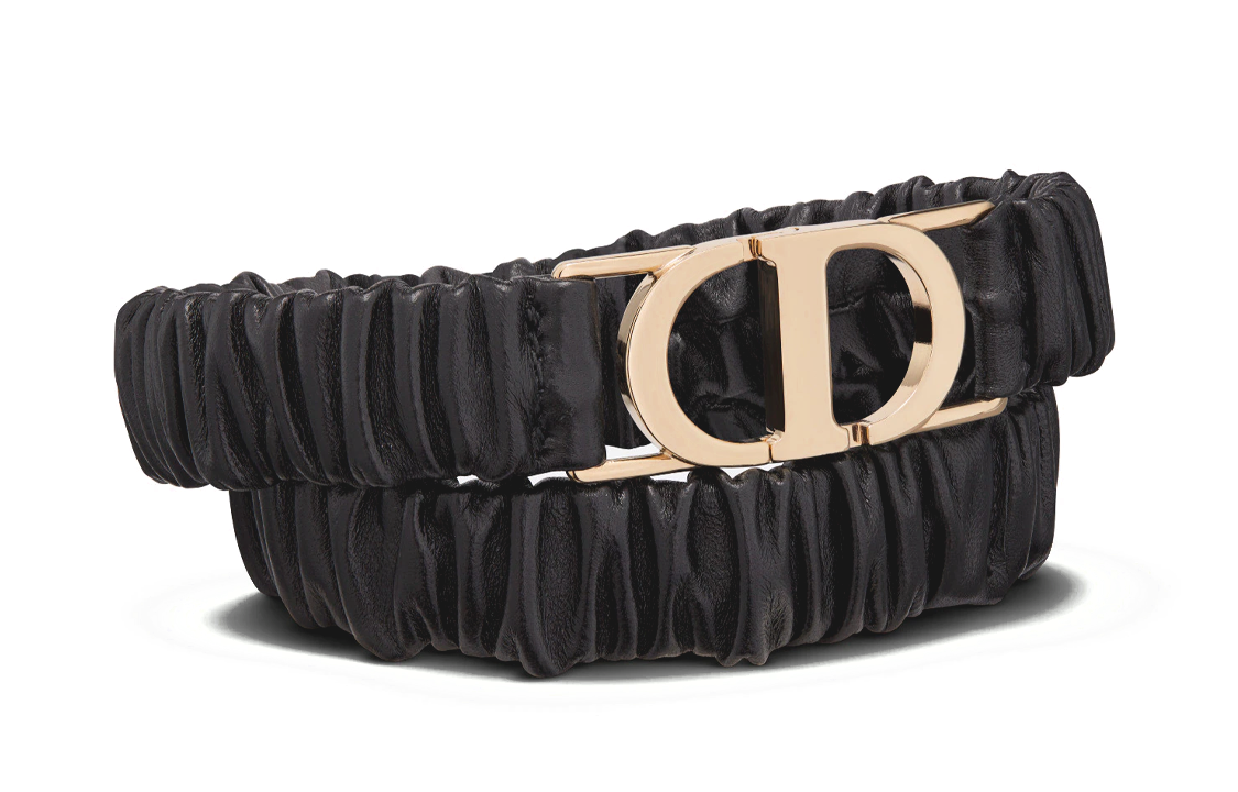 DIOR 30 Montaigne Leather Belts Women's Black