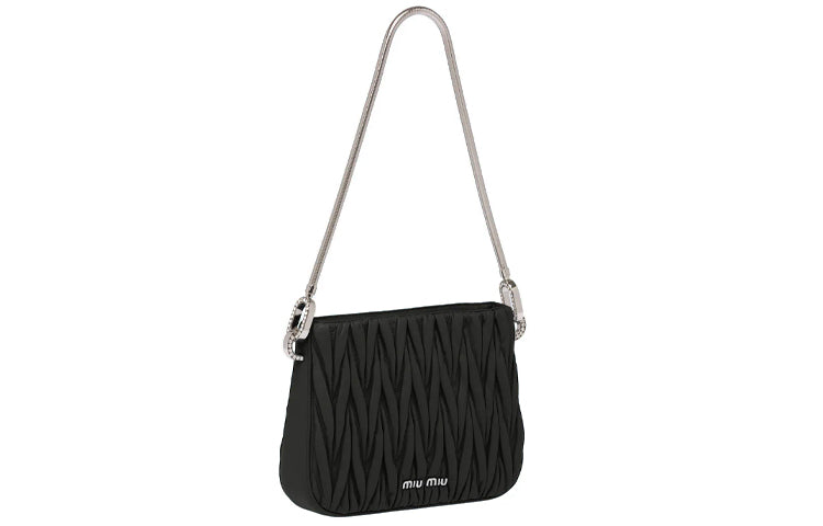 MIU MIU SASSY Soft Sheep Leather Handbag Medium Size Women's Black