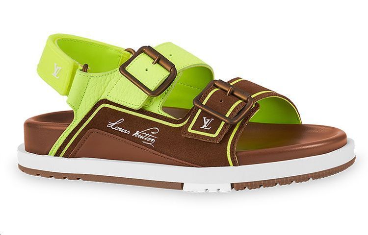 LOUIS VUITTON Trainer Beach Sandals Men's Yellow Green