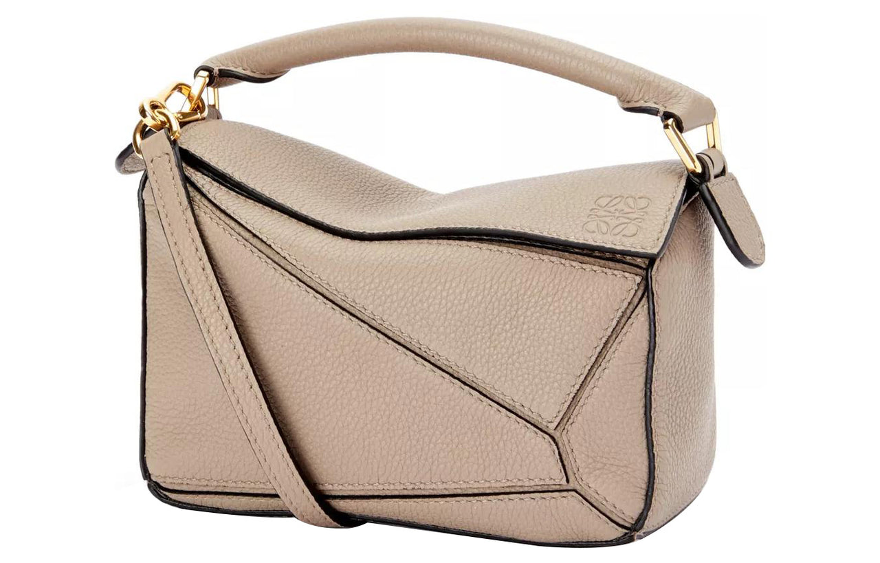 LOEWE Puzzle Cow Leather Geometric Puzzle Bag, Shoulder Bag, Crossbody Bag, Handbag Mini Women's Sand