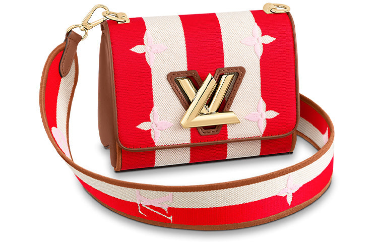 LOUIS VUITTON Summer Canvas Crossbody Canvas Bag Shoulder Bags Women's Red & White