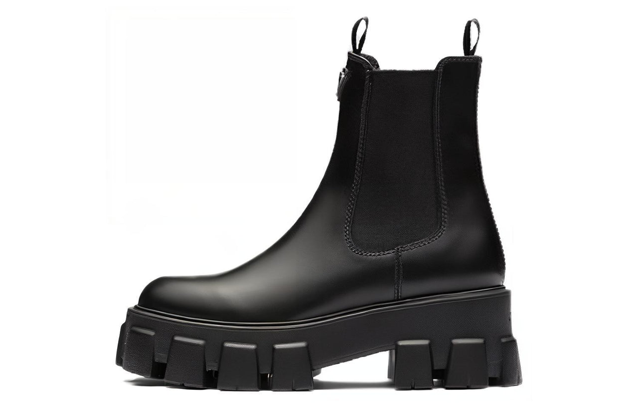 PRADA Moonlith Brushed Leather Ankle Boots