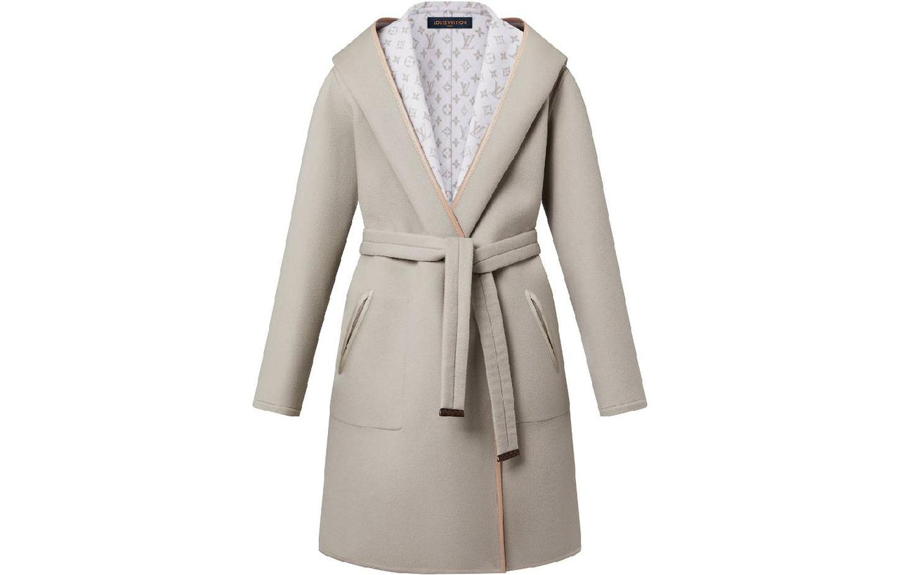 LOUIS VUITTON Reversible Signature Hooded Wrap Coat