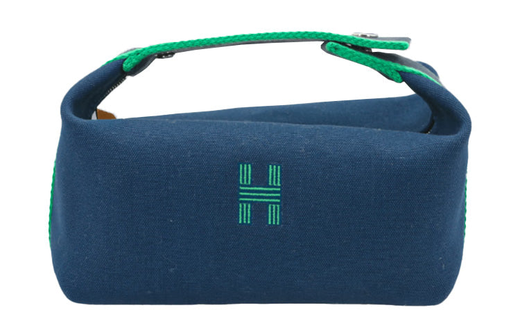 HERMES Bride-a-Brac Canvas Canvas Bag Storage Bags Toiletry Bags Small Size Men's Marine Blue