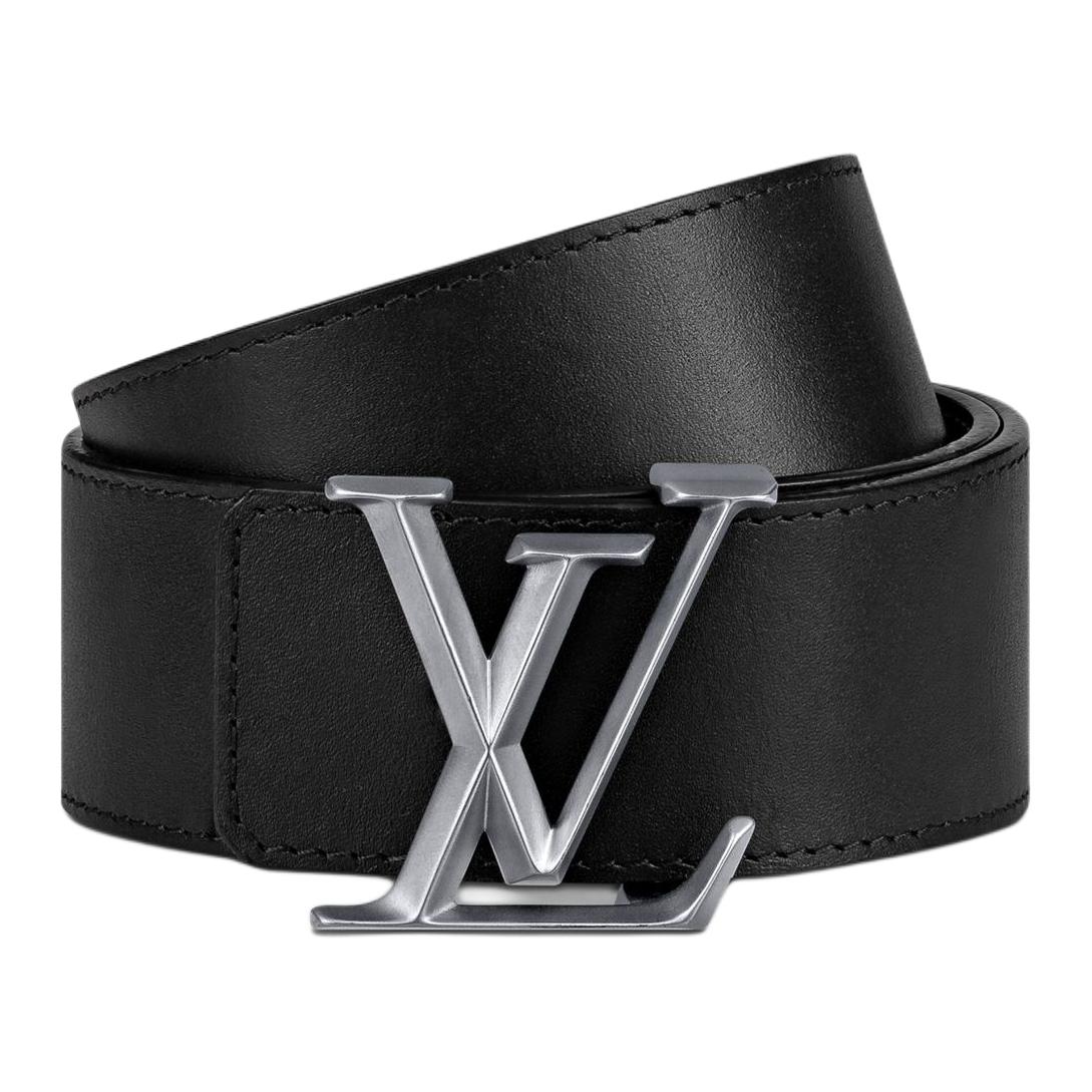 LOUIS VUITTON Calfskin, Brass Leather Belts Men's Black Width 4CM