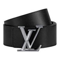 LOUIS VUITTON Calfskin, Brass Leather Belts Men's Black Width 4CM