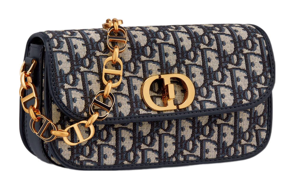 DIOR 30 Montaigne Fabric Shoulder Bag Crossbody Bag Regular Women's Blue