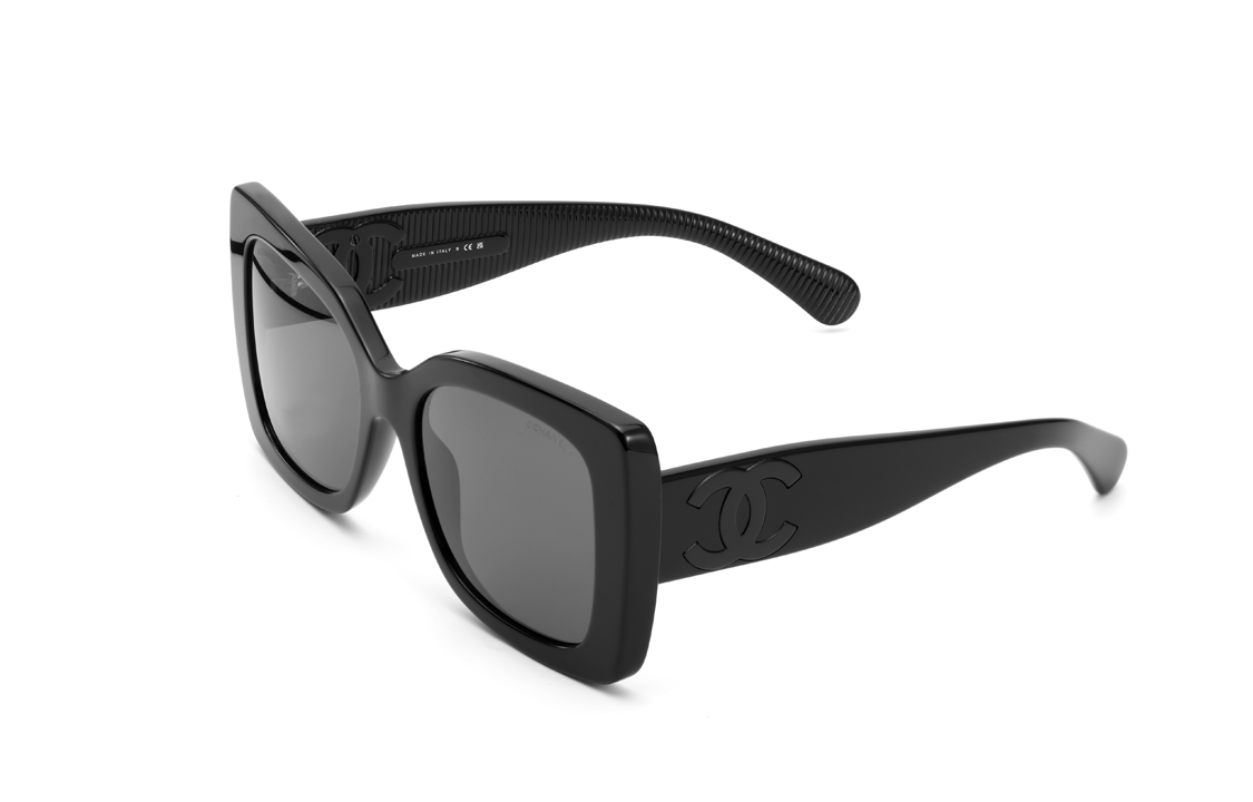 CHANEL Plate Frame Butterfly Sunglasses Unisex Black