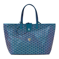 GOYARD Saint Louis Cowhide Patchwork Canvas Tote Bag Shopping Bag Handbag Shoulder Bag Small Size Unisex Pearl Blue