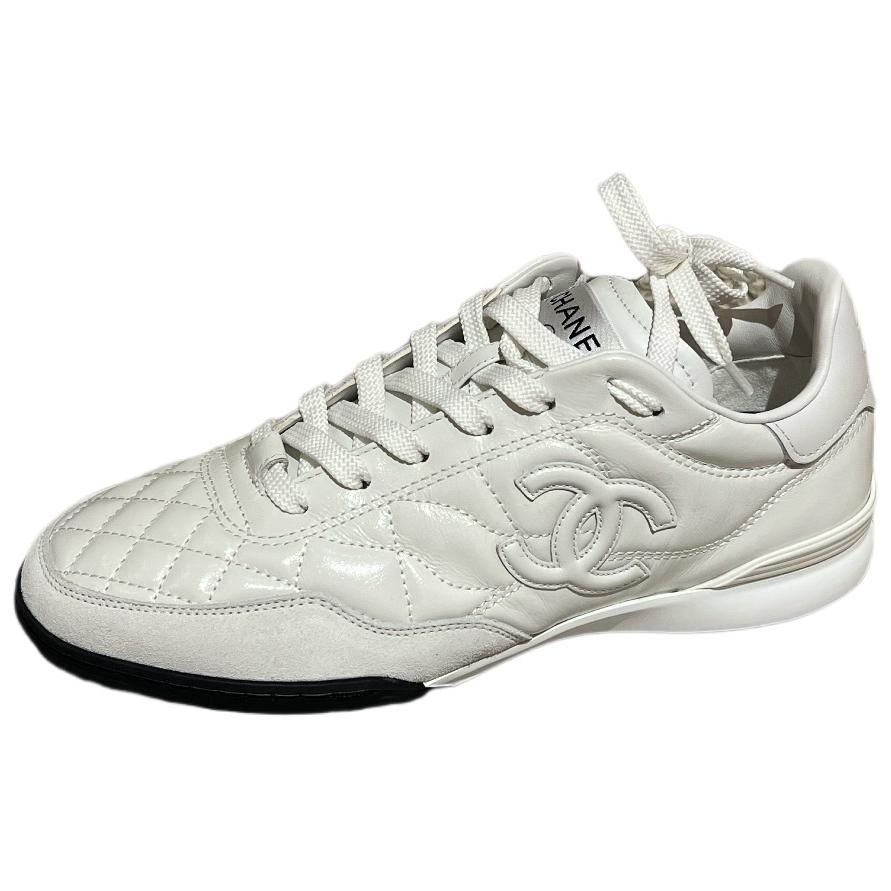 CHANEL 25S German Army Trainers Low Top Casual Shoes Women's White
