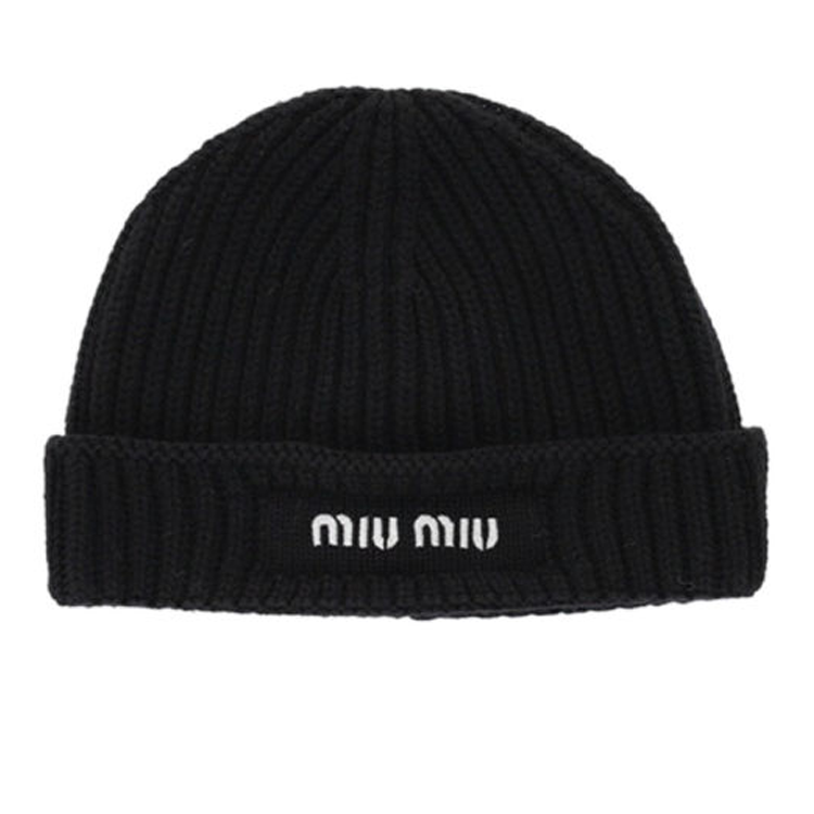 MIU MIU Wool Beanies Women's Black