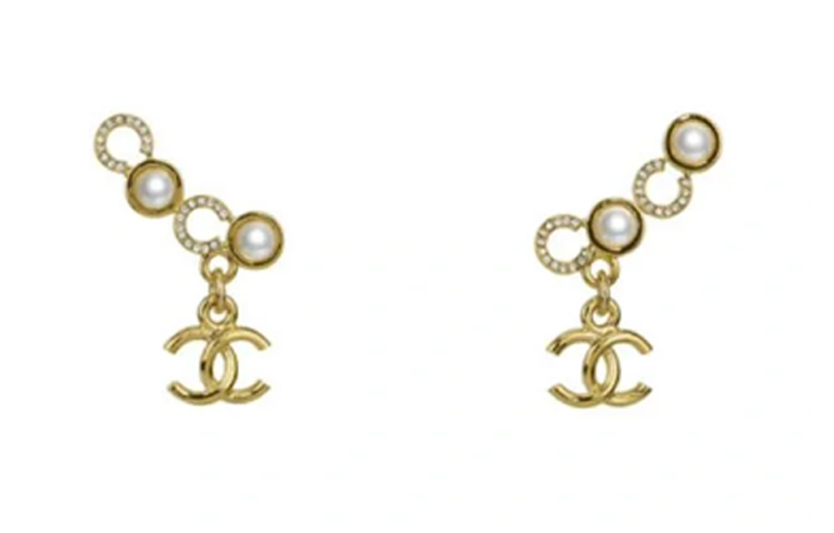 CHANEL Stud Earrings Women's Gold