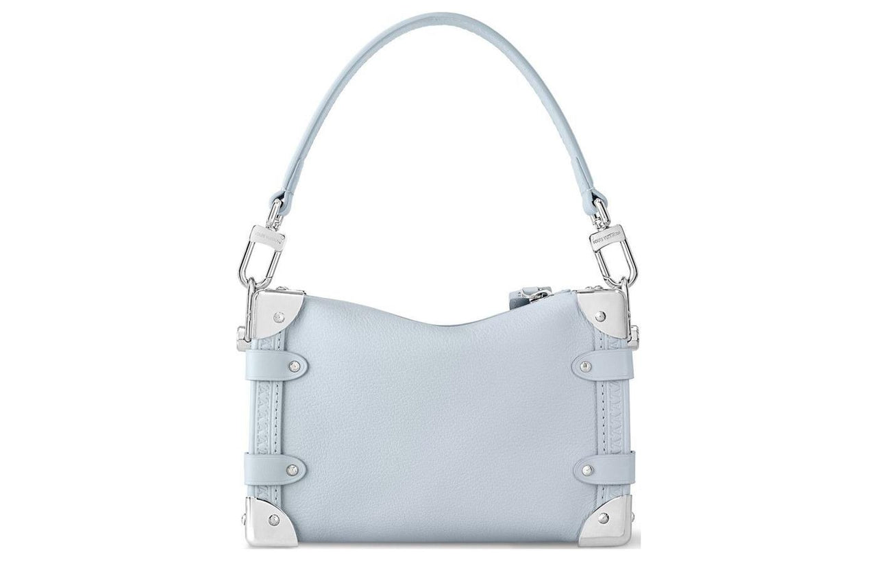 LOUIS VUITTON Trunk Leather Soft Box Crossbody Bag Shoulder Bag Women's Light Blue