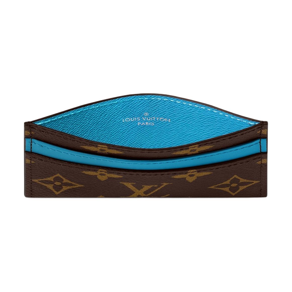 LOUIS VUITTON Leather Card Holder Regular Unisex Blue & Brown