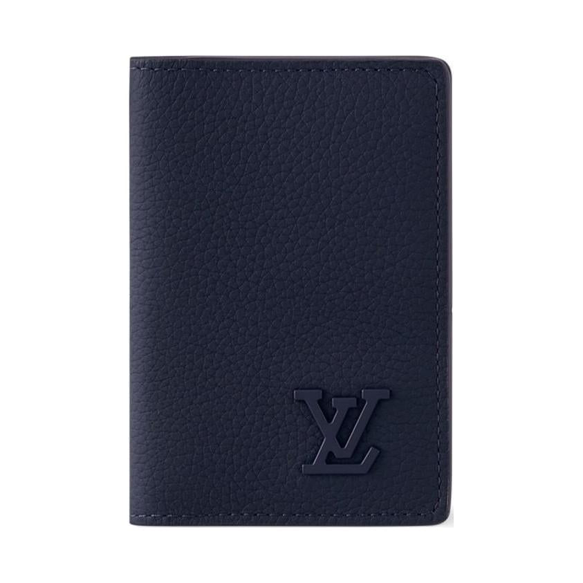 LOUIS VUITTON Leather Card Holder Men's Dark Blue