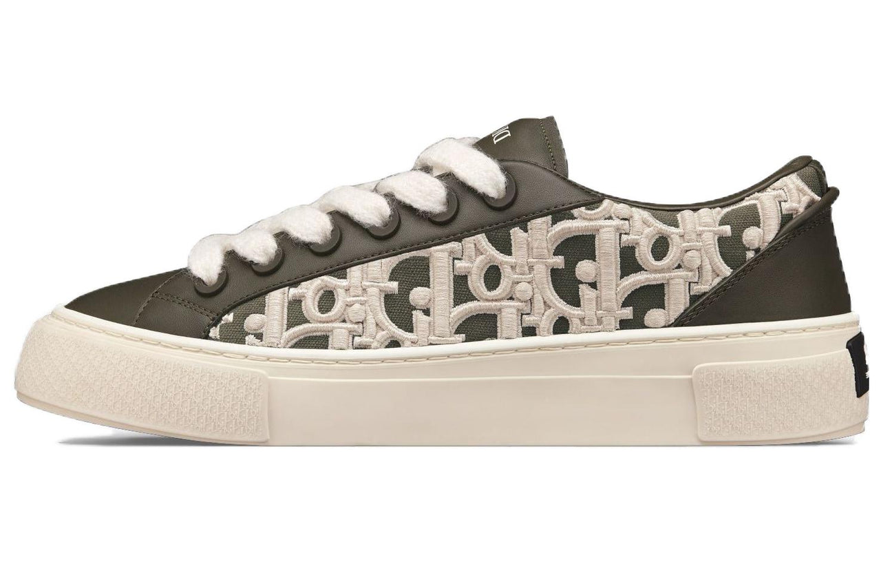 DIOR B33 Sneaker Khaki Smooth Calfskin Oblique Raised Embroidery Numbered