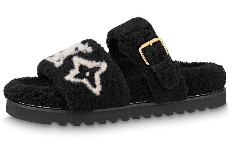 LOUIS VUITTON Paseo Comfort Odor Resistant Slide Slippers Women's Black