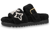 LOUIS VUITTON Paseo Comfort Odor Resistant Slide Slippers Women's Black
