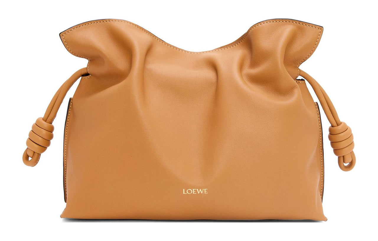 LOEWE Flamenco Napa Calf Leather Clutch Shoulder Bag Women's Desert