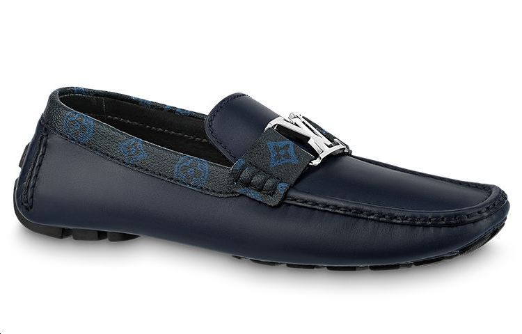 LOUIS VUITTON Lv Monte Carlo Moccasin Shoes 'Navy With Monogram Collar'