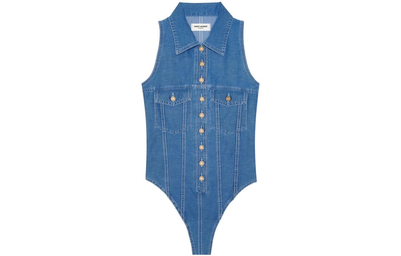 SAINT LAURENT Bodysuits Women's Blue