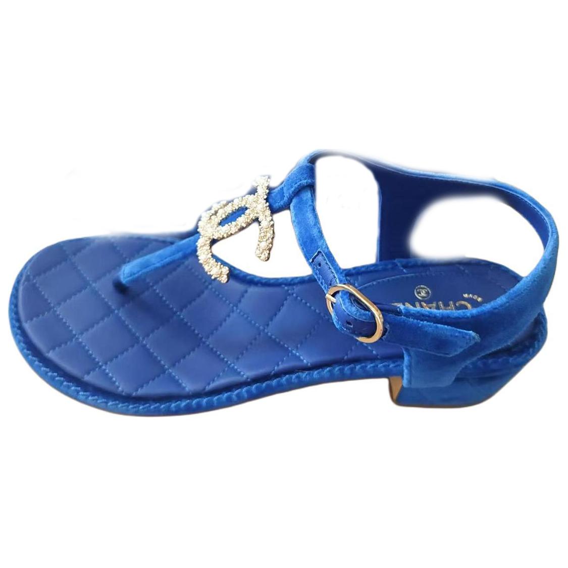 CHANEL 22A Early Autumn Strap Sandals Women's Blue