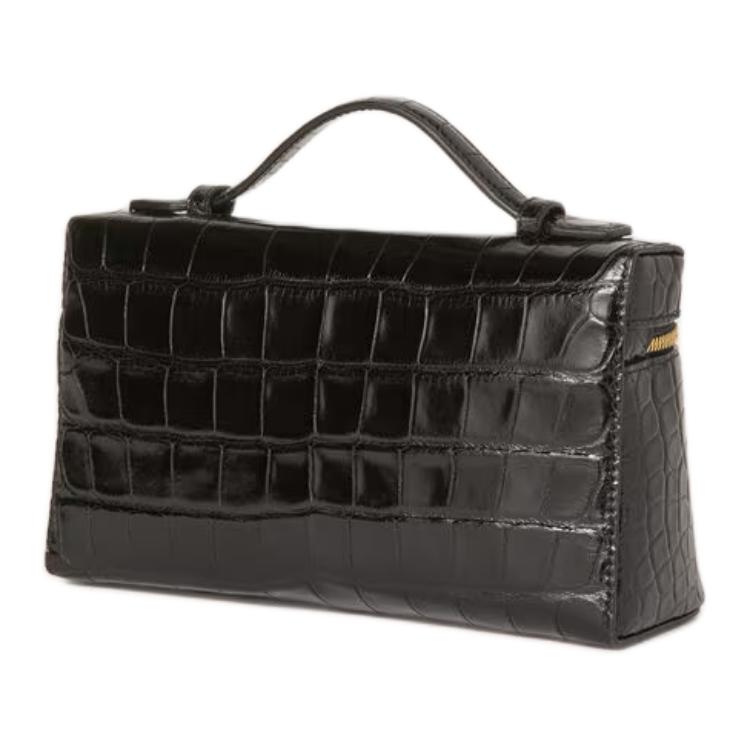 Loro Piana Small Crocodile Leather Handbag Crossbody Bag Women's Black