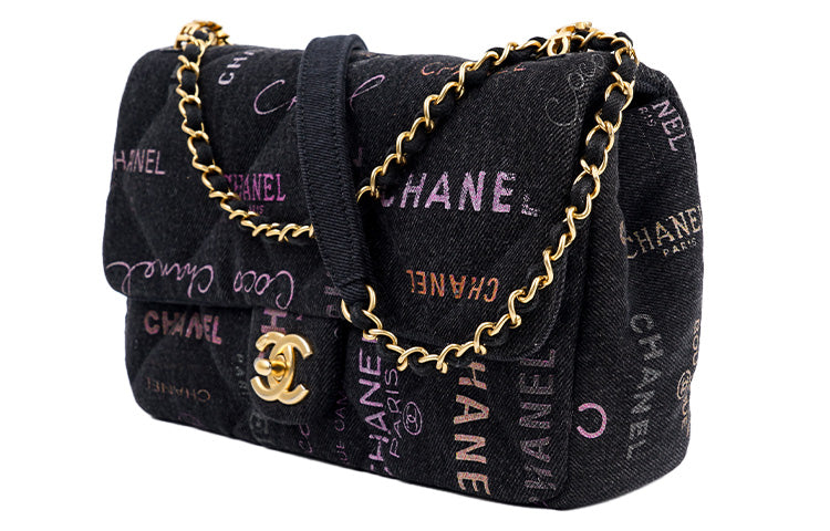 CHANEL Classic Flap CF Denim Denim Mouth Bag Chain Bag Shoulder Bag Crossbody Bag Regular Women's Black