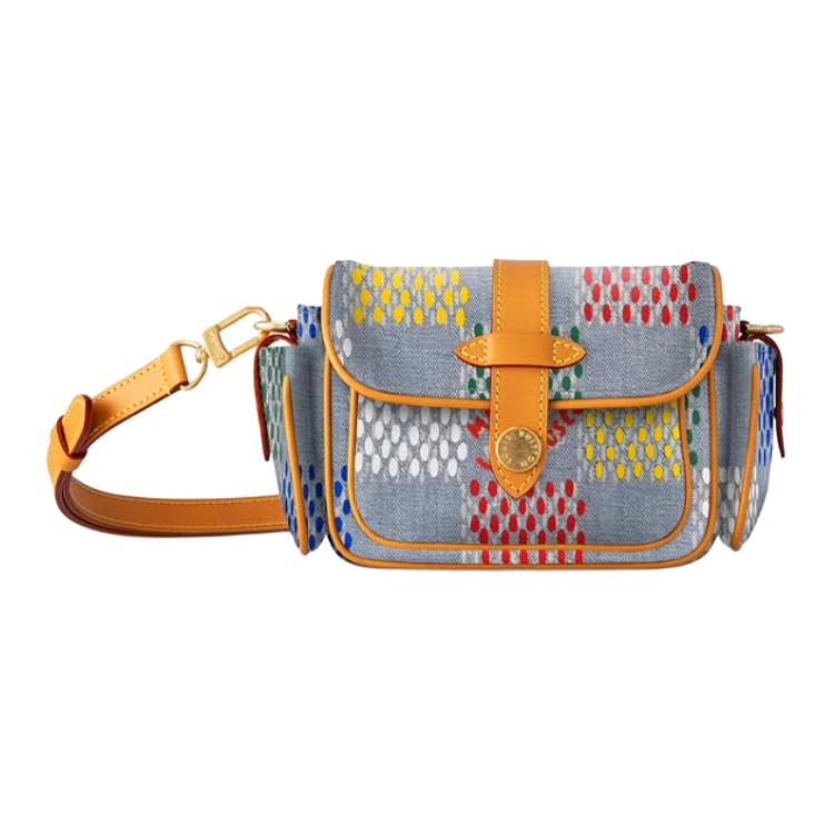 LOUIS VUITTON Denim Shoulder Bag Women's Multicolor