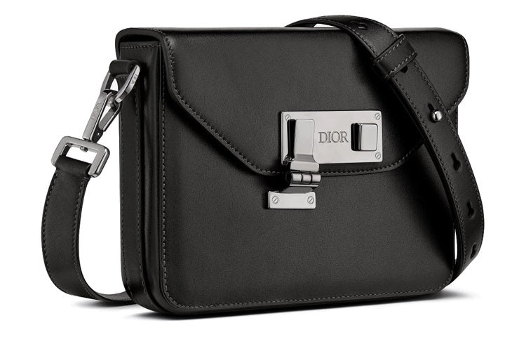 DIOR Lock Cow Leather Messenger Bag, Shoulder Bag, Crossbody Bag Regular Men's Black