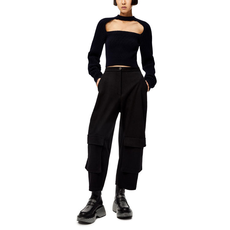 LOEWE Cut Out Cropped Sweater 'Black'