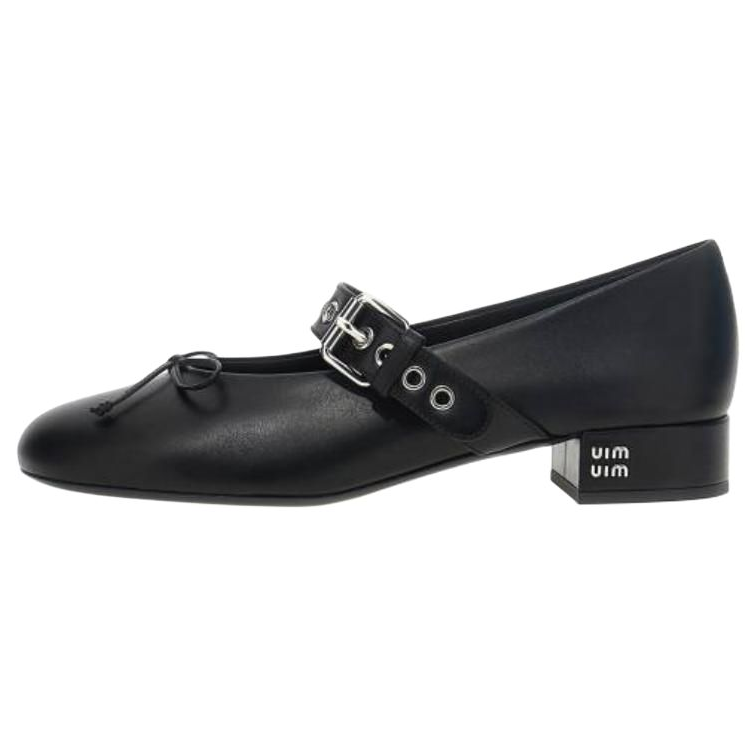 MIU MIU Chunky Heel Mary Jane Shoes Women's Black
