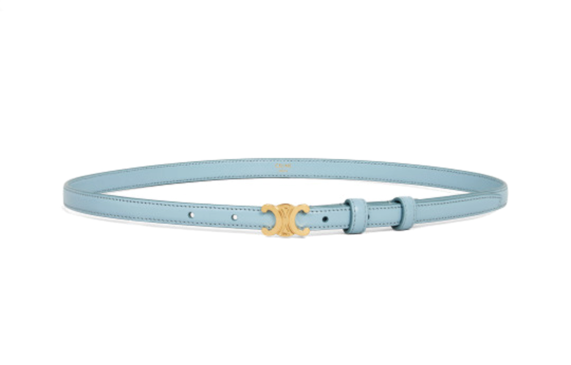 CELINE Leather Belts Women's Blue Width 2CM