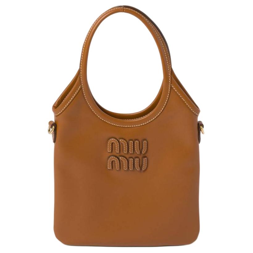 MIU MIU Ivy Leather Shoulder Bag, Crossbody Bag, Handbag Regular Women's Cognac