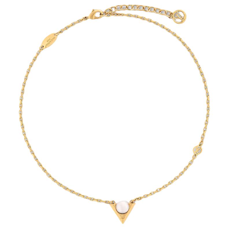 LOUIS VUITTON Resin Pearls Necklaces Women's Gold