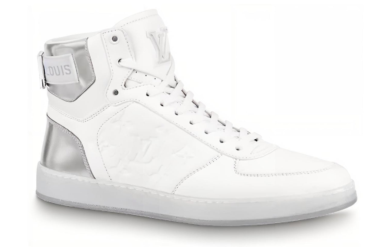 LOUIS VUITTON Rivoli Ankle Sneakers 'White Monogram With Silver'