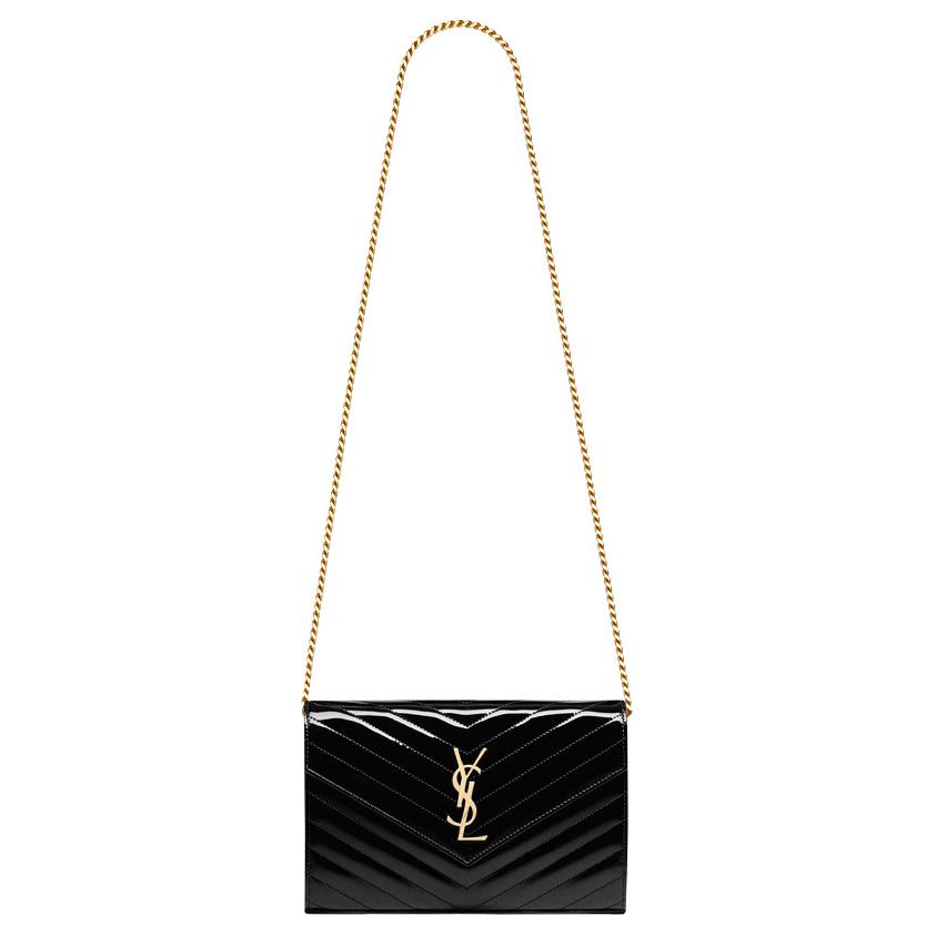 SAINT LAURENT Shiny Calfskin Chain Bag Shoulder Bag Women's Black
