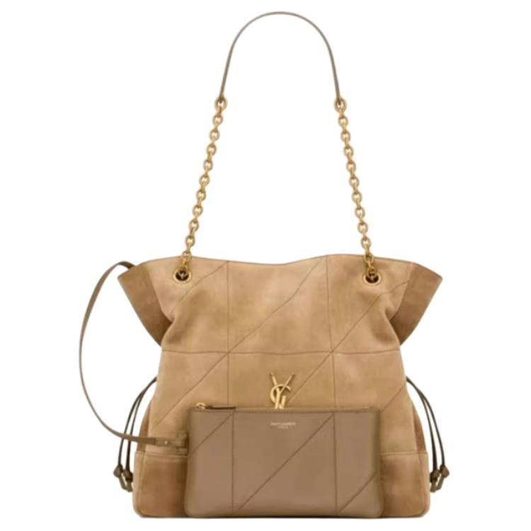 SAINT LAURENT Suede Shoulder Bag Trumpets Women's Golden Leaf