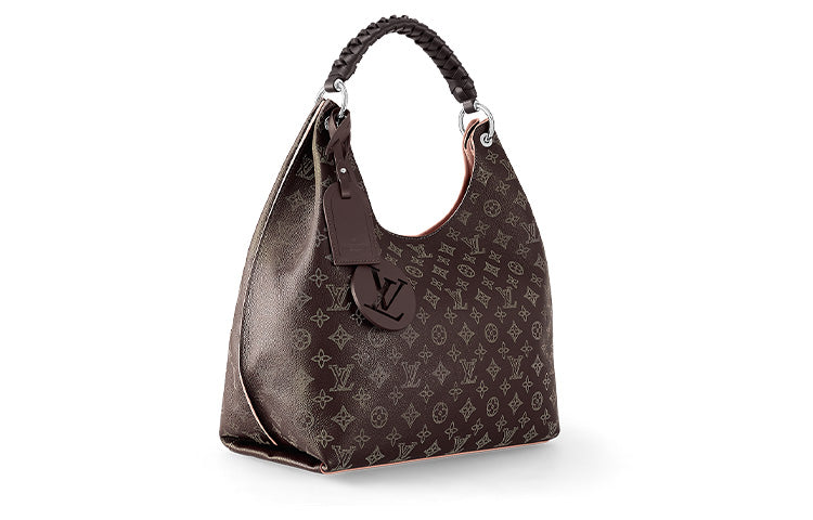 LOUIS VUITTON Mahina Perforated Calfskin Handbag, Shoulder Bag Women's Dark Brown