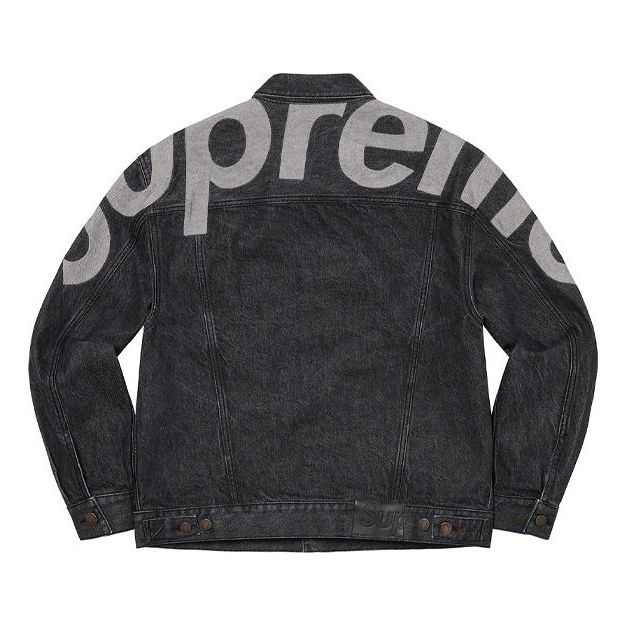 Supreme Inset Logo Denim Trucker Jacket 'Black Grey' SUP-SS22-070