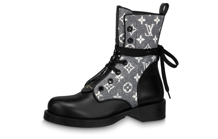 LOUIS VUITTON Since 1854 Metropolis Flat Ranger Boots 'Black With Grey Denim Monogram' Women's