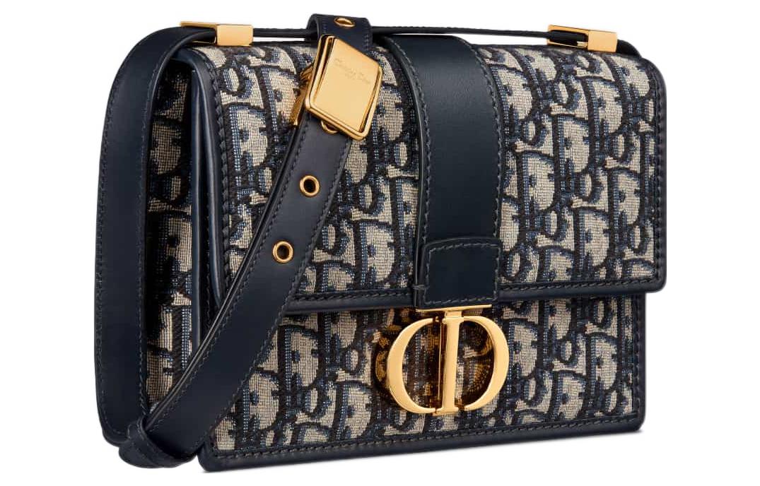 DIOR 30 Montaigne Leather Montaigne Bag, Box Bag, Shoulder Bag, Crossbody Bag Women's Blue