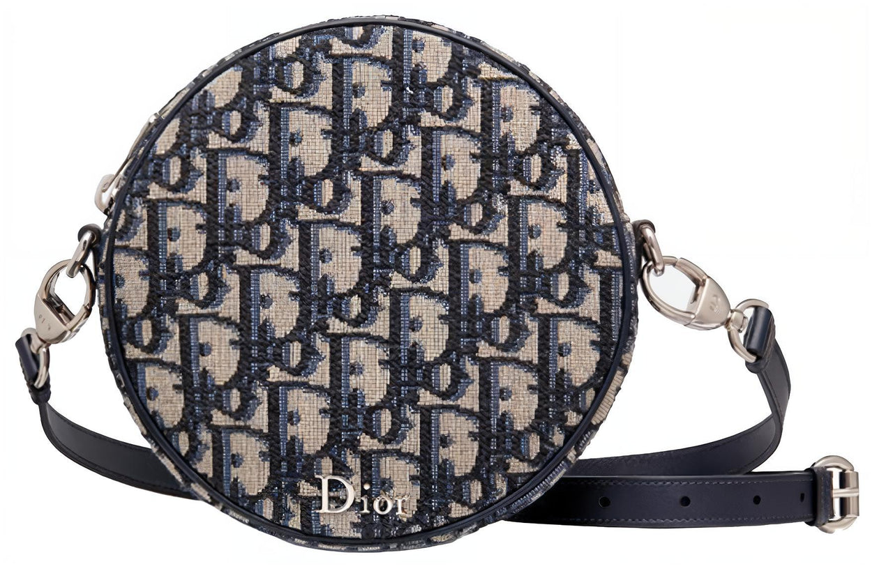DIOR Canvas With Calfskin Canvas Bag, Round Bag, Crossbody Bag, Shoulder Bag Women's Denim Blue