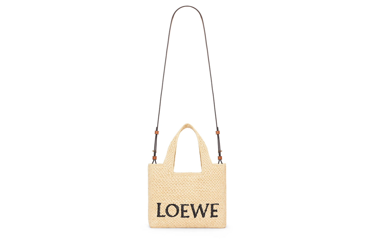 LOEWE Font Tote Raffia Fiber Handbag Trumpets Women's Natural