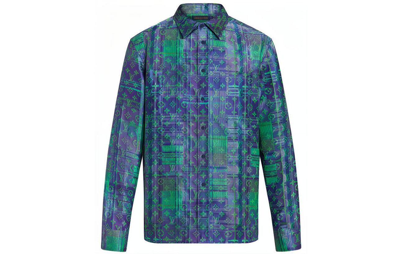 LOUIS VUITTON Monogram Neon Check Oversized Business Shirt