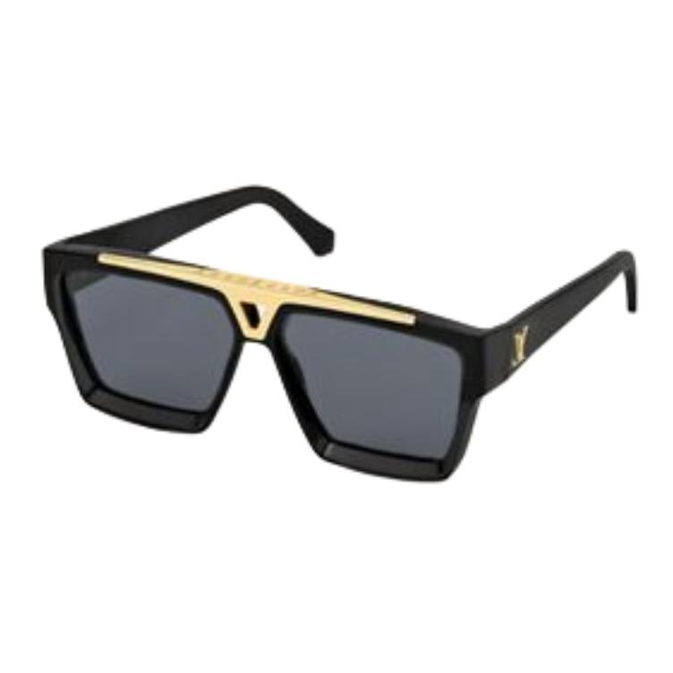 LOUIS VUITTON Acetate Metal Irregular Shape Sunglasses Men's Black/White