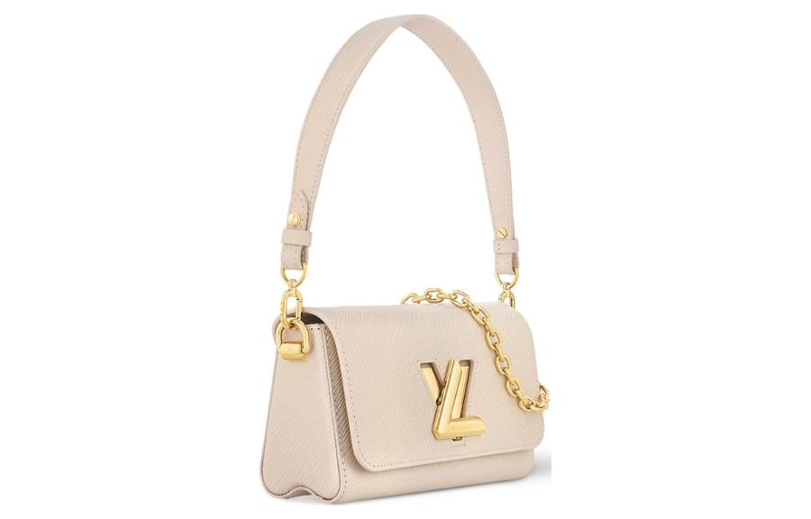LOUIS VUITTON Twist Leather Handbag Shoulder Bag Women's Beige